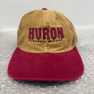Vintage 90s SnapBack Hat Huron Hockey Made In USA Warm Faux Fur Lining NWOT